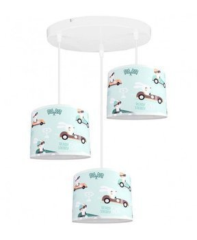 Żyrandol do pokoju chłopca i dziewczynki króliczki w autkach 3xE27 Led