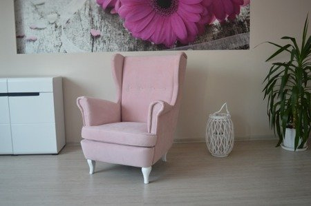 Stylowy Fotel Uszak Różowy, idealny do karmienia dziecka