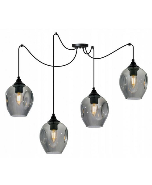 Lampa wisząca industrialna typu pająk szklane klosze 4xE27 Led 