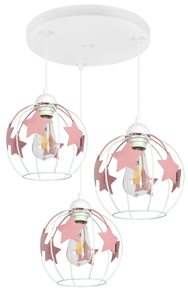 Lampa sufitowa do pokoju dziewczynki w różowe gwiazdki 3xE27