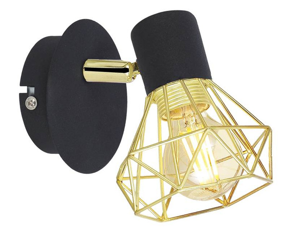 Kinkiet czarny 1xE14 15cm złoty VERVE 91-62598