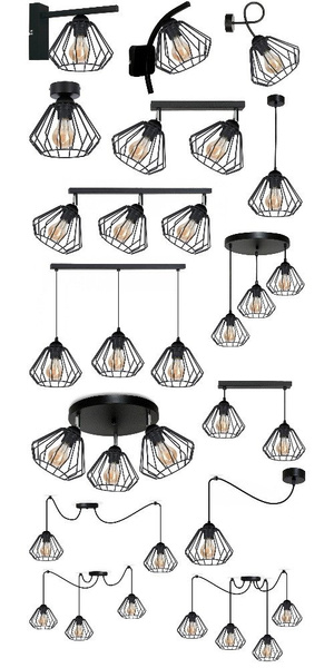 Lampa ścienna kinkiet do pokoju nastolatka czarny druciak Loft Wire 1xE27