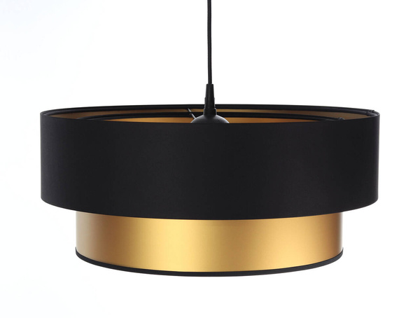 Lampa czarno-złota podwójna walec średnica 50 cm 