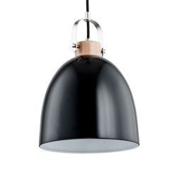 Lampa wisząca zwis HERMINA czarny/drewno śr. 22cm