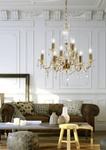 Lampa wisząca żyrandol z kryształkami złoty 9x40W Maria Teresa Candellux 39-95841