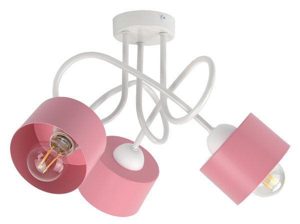 Lampa sufitowa do pokoju dziewczynki biało-różowa Zaczarowany Kubeczek 3xE27 Led 