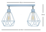Lampa sufitowa do pokoju dziecka niebieska pastelowa druciak w stylu loft Carmen 2xE27