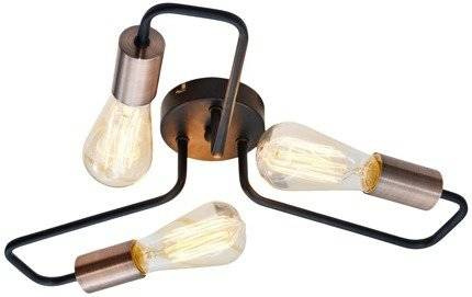 Lampa sufitowa czarna metalowa oprawka 3xE27 Herpe E27 33-66916