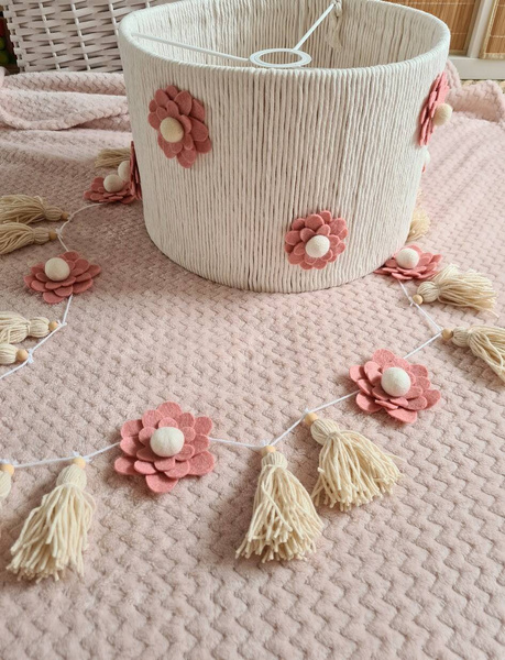 Lampa wisząca do pokoju dziewczynki w stylu Boho Różowe Kwiatki 35cm