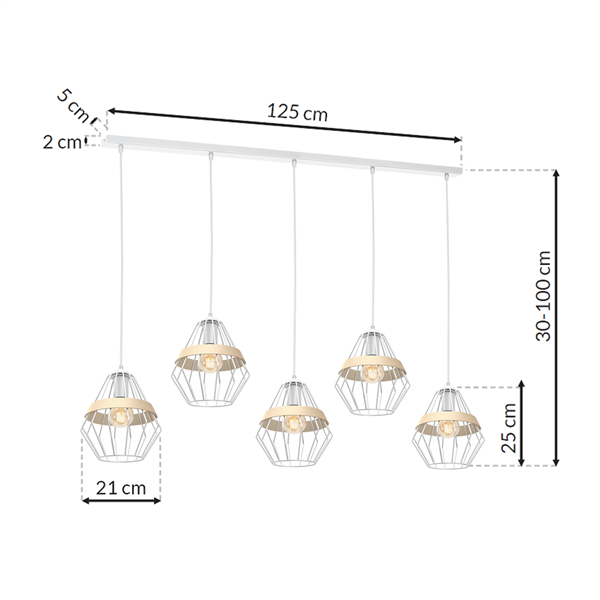 Lampa wisząca INDUSTRIALNA CLIFF WHITE 5xE27 MLP5520