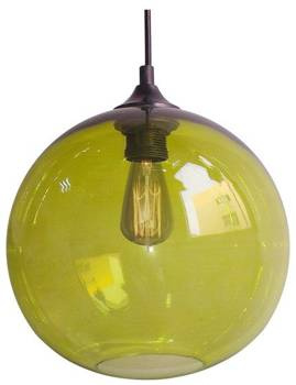 Lampa wisząca szklana kula zielona + żarówka Edison 31-29546