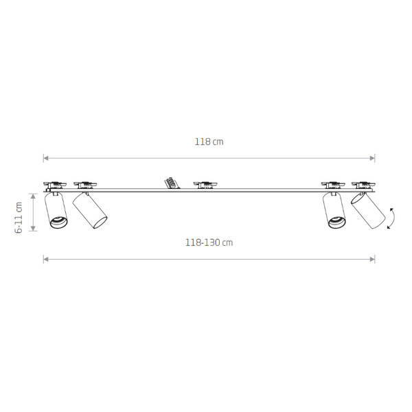 Lampa 4 punktowa podtynkowa MONO SURFACE IV szer. 118cm GU10 | mosiądz