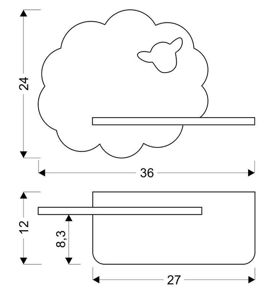 Lampa kinkiet półeczka 5W LED 4000K IQ Kids Sheep czarny 21-84828