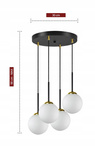 Lampa wisząca czarno-złota mleczne kule 4 źródła światła  