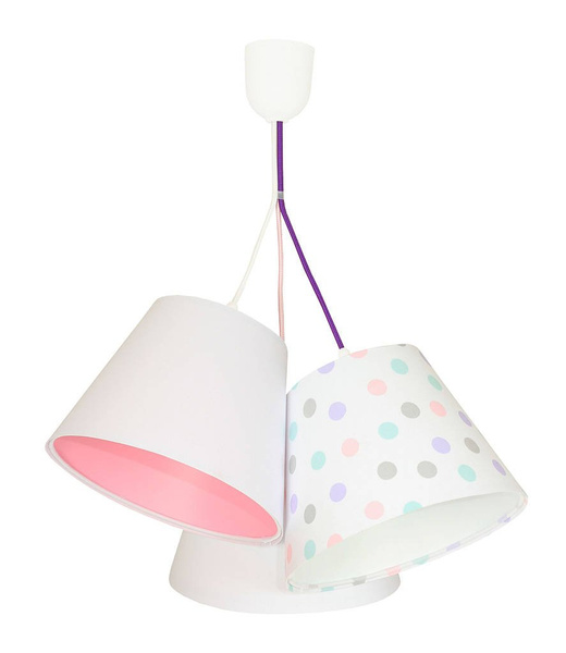 Lampa sufitowa do pokoju dziewczynki różowa w kropki 3xE27 
