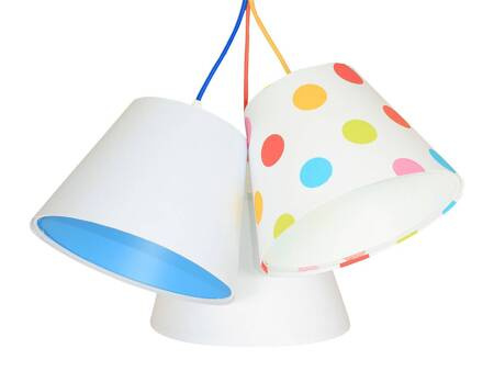 Lampa sufitowa do pokoju dziecka kolorowa w grochy stożki 3xE27