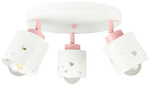 Lampa sufitowa do pokoju dziewczynki biało różowa serca 3xE27