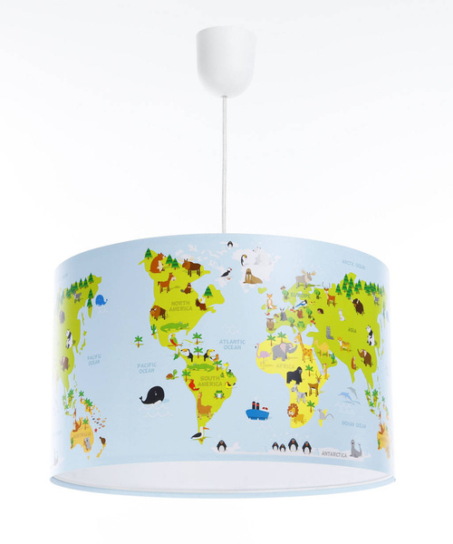 Lampa sufitowa dla chłopca i dziewczynki Mapa Świata 50 cm