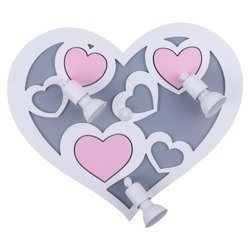Kinkiet dziecięcy/młodzieżowy serce HEART szary/różowy