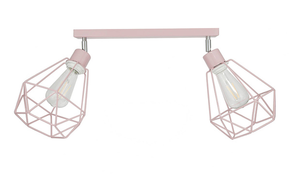 Lampa sufitowa do pokoju dziewczynki różowa pastelowa druciak w stylu loft Carmen 2xE27