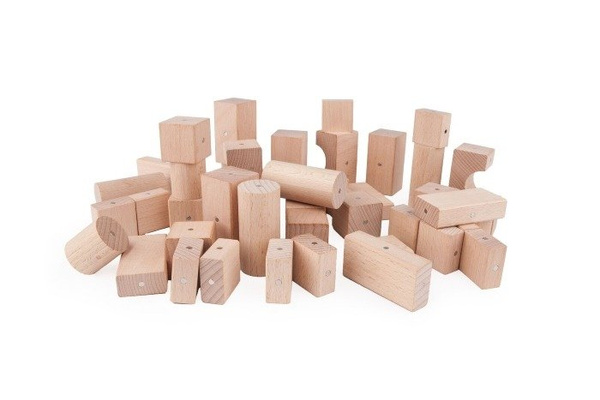 KOOGLO Drewniane Klocki Magnetyczne K3050N BASIC NATURAL