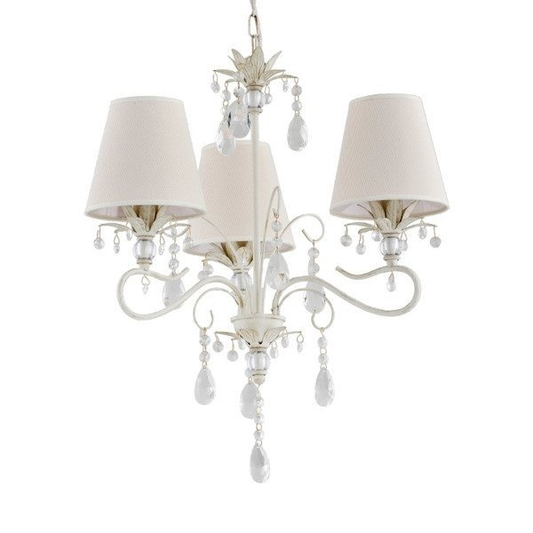 Żyrandol klasyczny z abażurami LUKRECJA śr. 46cm biały antyczny/ecru