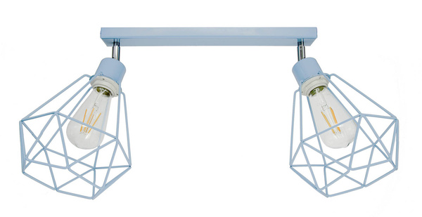 Lampa sufitowa do pokoju dziecka niebieska pastelowa druciak w stylu loft Carmen 2xE27