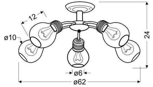 Lampa sufitowa patynowa druciany abażur 5x60W Gliva 35-56603