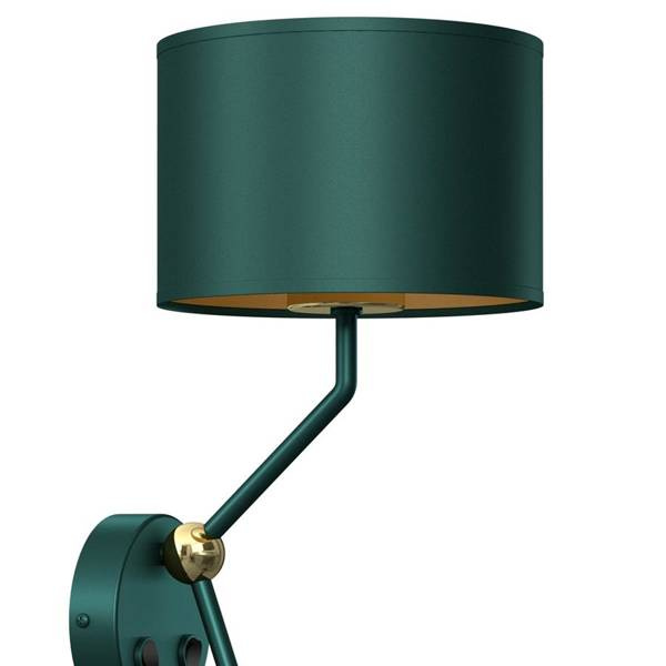 Kinkiet VERDE, MLP7873, zielony/złoty, 1x60W E27 + 1x8W mini GU10