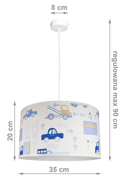 Lampa sufitowa dla chłopca w Autka niebieskie 1xE27 LED