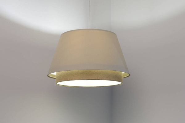 Lampa w stylu Boho podwójny abażur welur i naturalna juta kremowa 