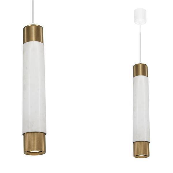 Nowoczesna lampa wisząca MARBLE WHITE/GOLD 1xGU10 ML6342