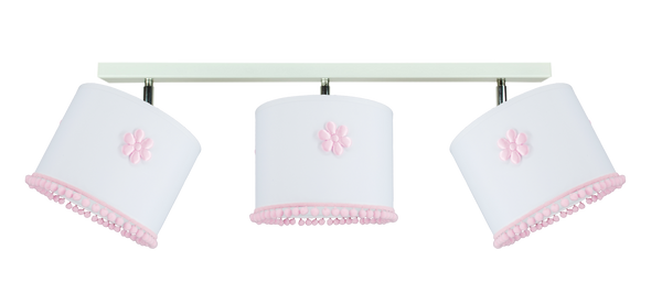 Lampa sufitowa do pokoju dziewczynki biało-różowa Pompony Listwa 3 