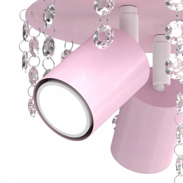 Lampa sufitowa do pokoju dziewczynki różowa Koliberek Kryształ 3 GU10