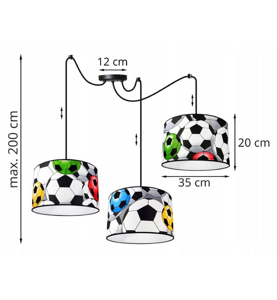 Lampa do pokoju dziecka piłka nożna typ pająk 3xE27 Led