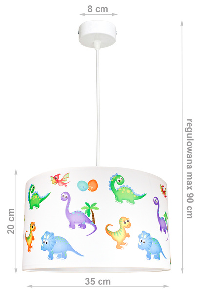 Lampa sufitowa do pokoju chłopca i dziewczynki Dinozaury 1xE27