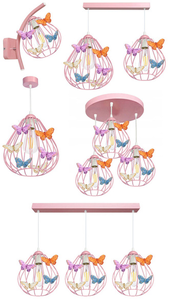 Lampa do pokoju dziewczynki różowa Motylek Owal 1