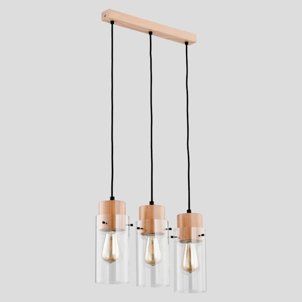 Lampa wisząca TANTUM drewno/czarny szer. 48cm