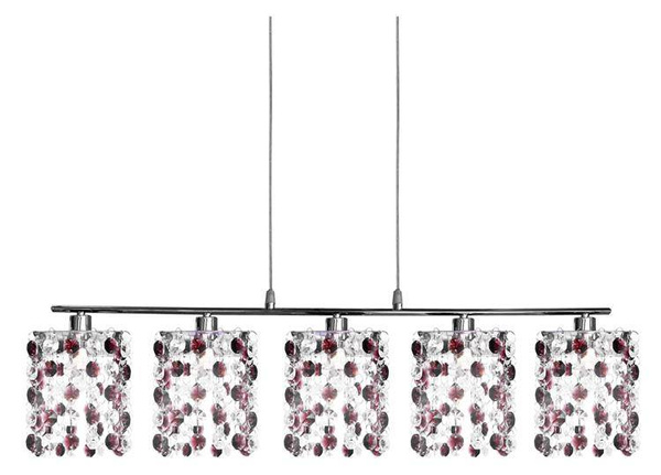 Lampa wisząca burgund + kryształki 5xG9 Classic 35-97029