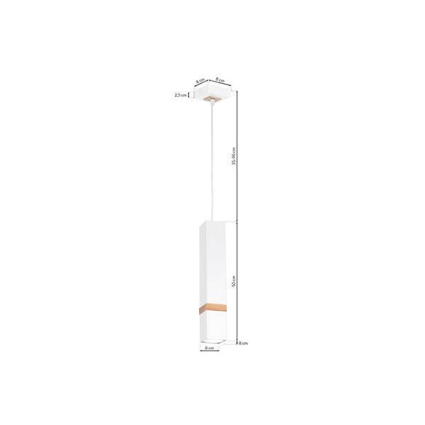 Lampa wisząca nowoczesna VIDAR I biały szer. 8cm