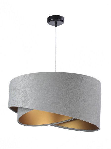 Lampa wisząca asymetryczna welurowa Tami szaro-złota
