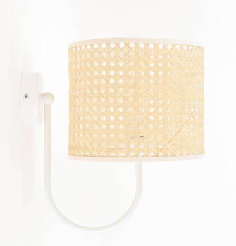 Lampa ścienna w stylu Boho Rotang z naturalnego ratanu- średnica 20 cm