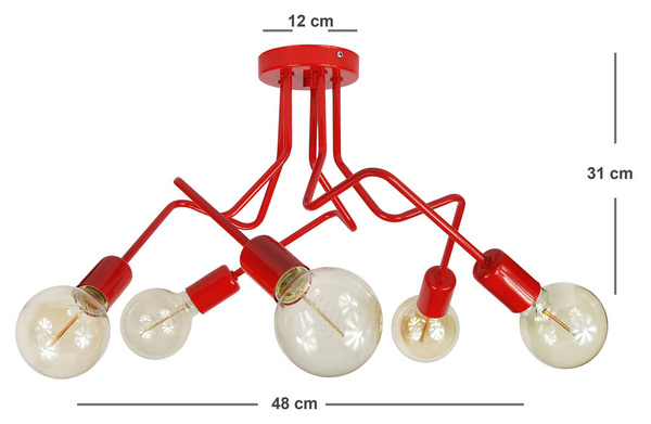 Lampa sufitowa do pokoju dziecięcego czerwona loft Luna 5