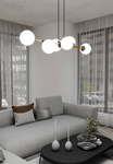 Nowoczesna lampa wisząca nad wyspę biało- złota GRAVITY 6 BL OPAL