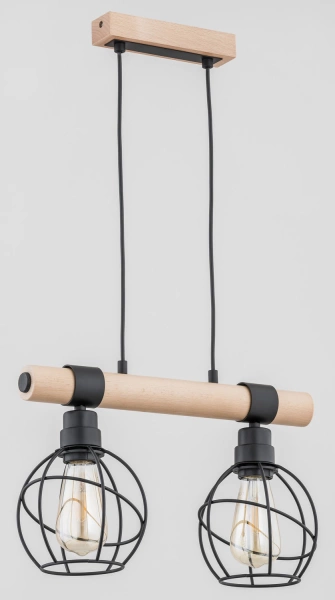 Lampa wisząca ALFA FIBIA DREWNIANA 2xE27 15cm | 62001