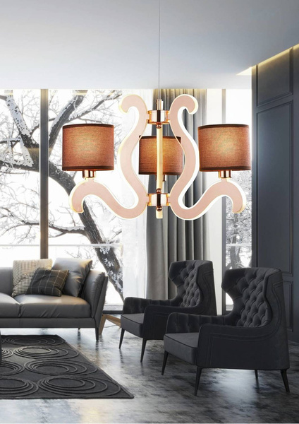 Lampa wisząca miedziana 3x40W + LED 18,4W żyrandol Ambrosia Candellux 33-33888