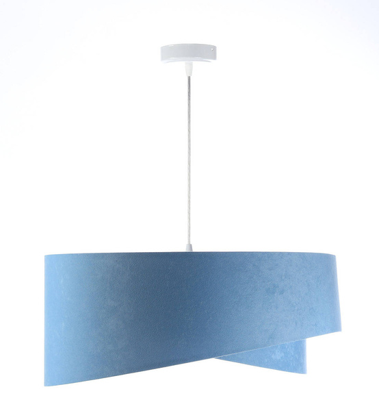 Lampa wisząca asymetryczna welurowa Alison niebiesko-biała