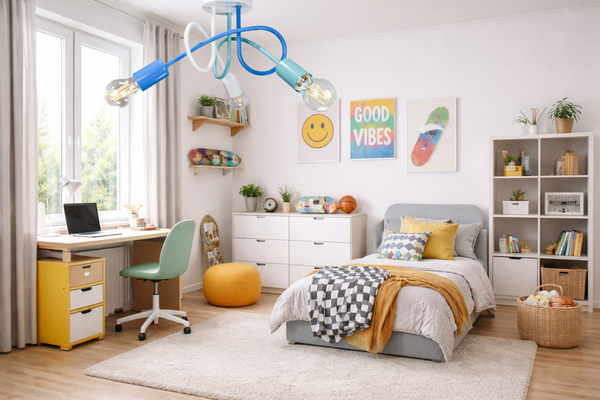 Lampa sufitowa do pokoju dziecka pastelowa Tęczowy Zawijas 3xE27 Led 