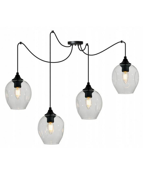 Lampa wisząca industrialna typu pająk szklane klosze 4xE27 Led 