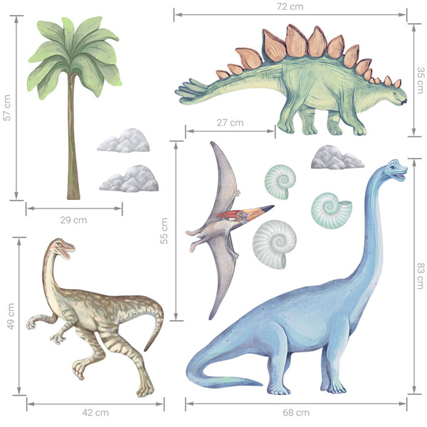 Naklejki na ścianę do pokoju dziecięcego Dinozaury 2